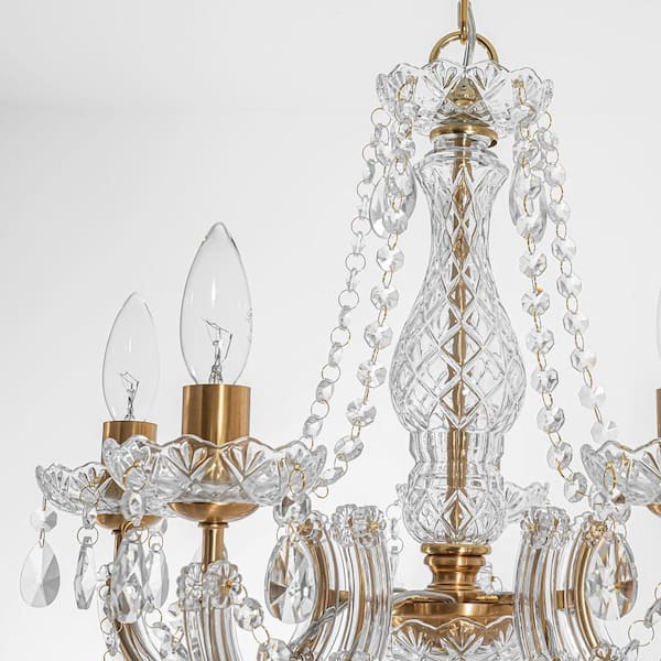 Rennnsan Soralis 18.9 in. 5-Light Brass Crystal Chandelier with