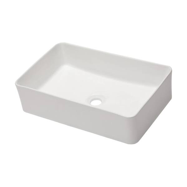 21 in. W x 14 in. D White Ceramic Rectangular Bathroom Vessel Sink YX ...