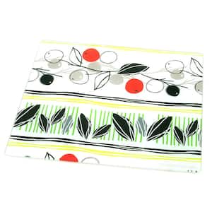 Tempered Glass 11.75 in. x 15 in., 5 mm Thickness Cutting, Serving Board with Flower Pattern,