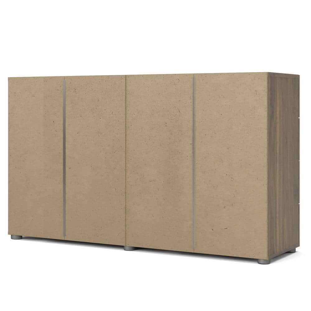 Walnut 8 Drawer Double Dresser with Metal Handles
