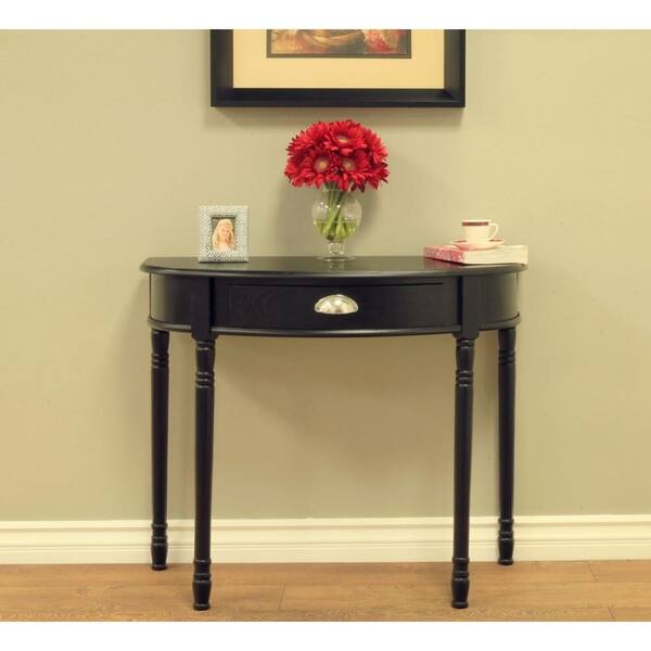 Homecraft Furniture 32 in. Black Half Moon Wood Console Table with Drawers