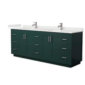 Miranda 84 in. W x 22 in. D x 33.75 in. H Double Bath Vanity in Green with White Quartz Top