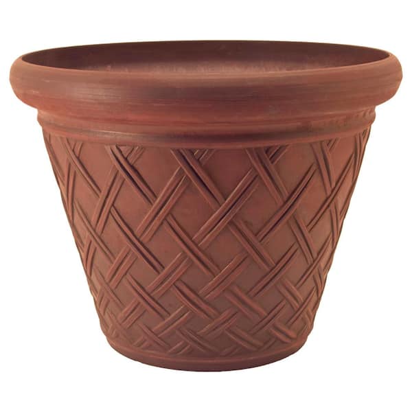 Arcadia Garden Products Basket Weave 18 in. x 14 in. Terra Cotta PSW Pot