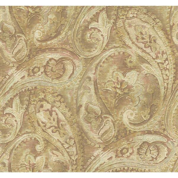 York Wallcoverings Gold Leaf Raised Paisley Wallpaper