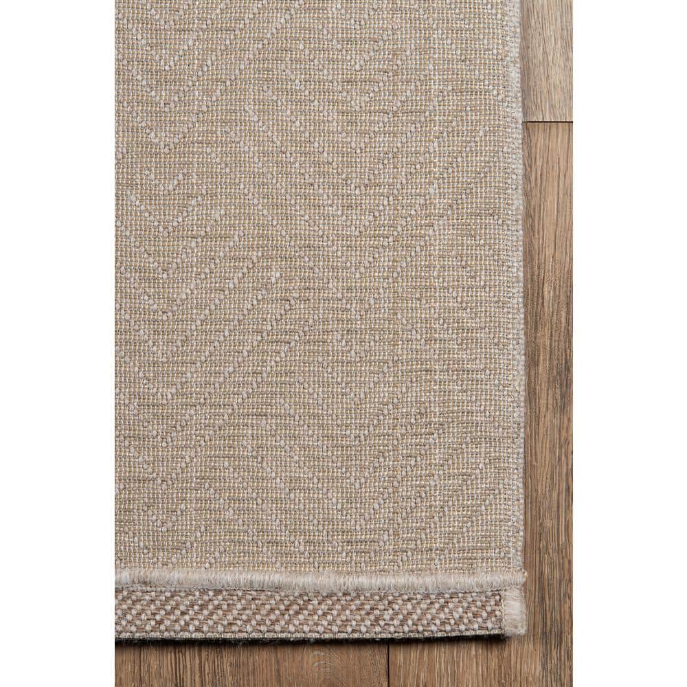 Beige Geometric Tufted Indoor/Outdoor Runner Rug