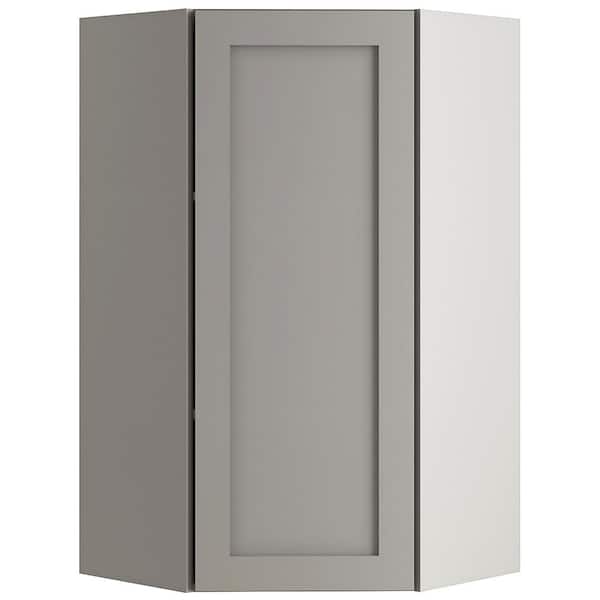 Hampton Bay Edson Shaker Assembled 23.64x42.01x11.75 in. Corner Wall Cabinet in Gray
