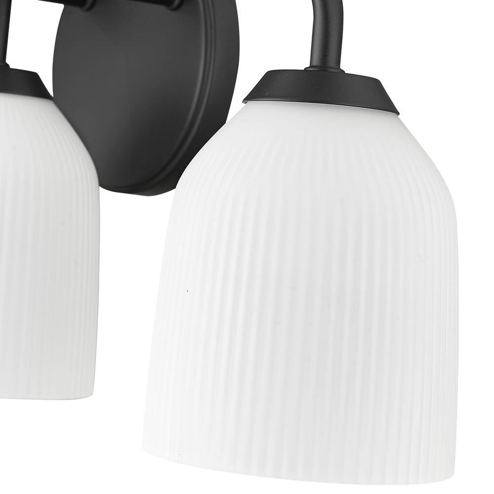 Matte Black 3-Light Vanity Fixture with Opal Glass Shades
