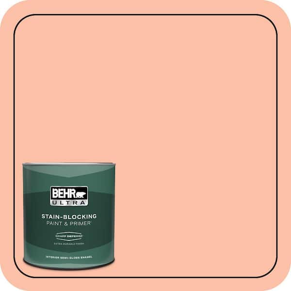 BEHR ULTRA 1 qt. #220A-3 Sweet Apricot Extra Durable Semi-Gloss Enamel Interior Paint & Primer