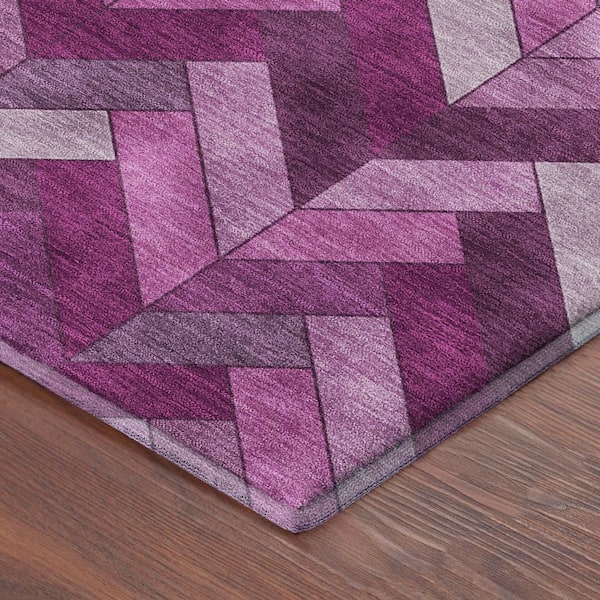 Mayfield Premium Machine Washable Abstract AMF2296 Pink 5 ft. x 7 ft. 6 in. Area Rug