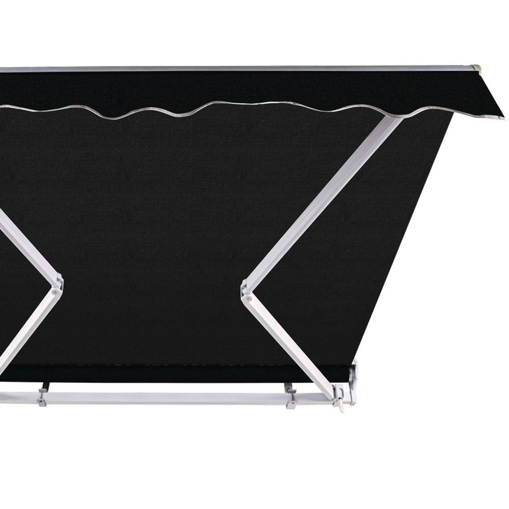 Black 8' x 6' Manual Retractable Aluminum Patio Awning