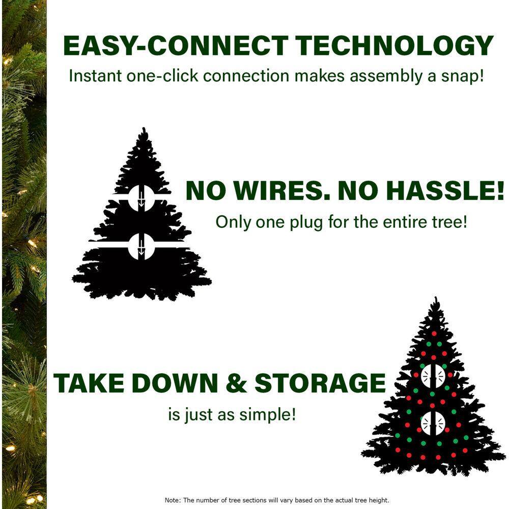 6.5-Foot Green Pine Christmas Tree with Warm White LED Lights