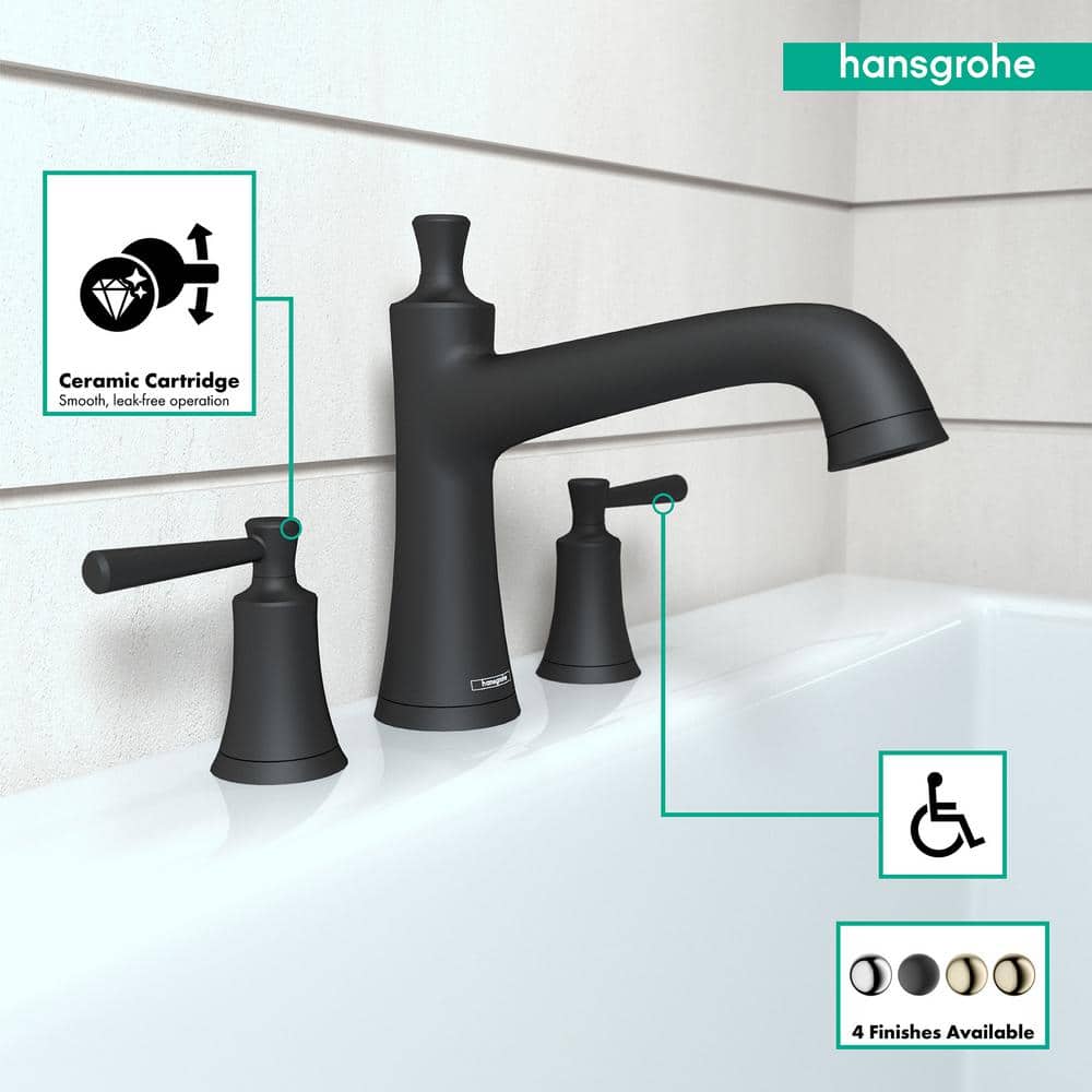 Matte Black Double Handle Deck Mount Roman Tub Faucet