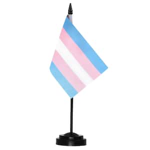 1/2 ft. x 1/3 ft. Transgender Trans Pride Deluxe Desk Flag Set -Miniature Desktop Flag