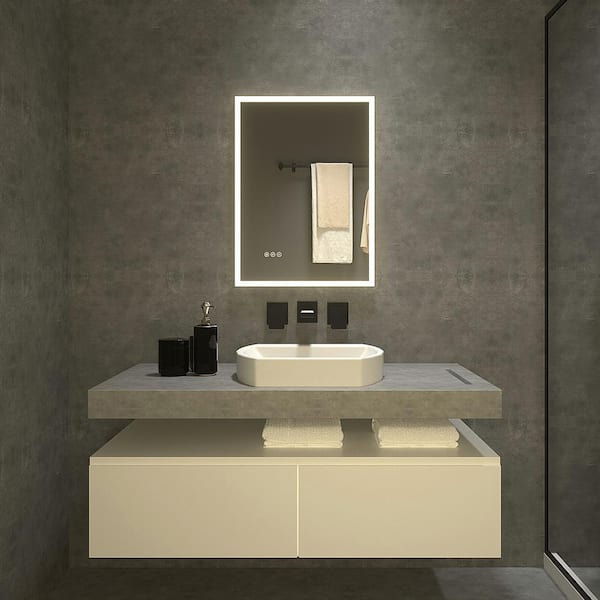 tydex Radiance 22 in. W x 30 in. H Rectangular Frameless LED Wall Bathroom Vanity Mirror with Polished Crystal Finish