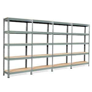 5-Tier Metal Storage Shelves 60 in. Adjustable Shelves Gray (4-Pieces)