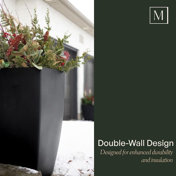 Mayne Kobi 38 in. Tall Black Self-Watering Polyethylene Planter