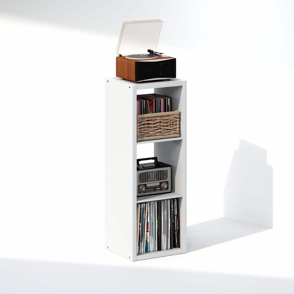 Cubicle White 3-Cube Media Storage Shelf with 1.2 Extra Thick Vinyl Record Storage