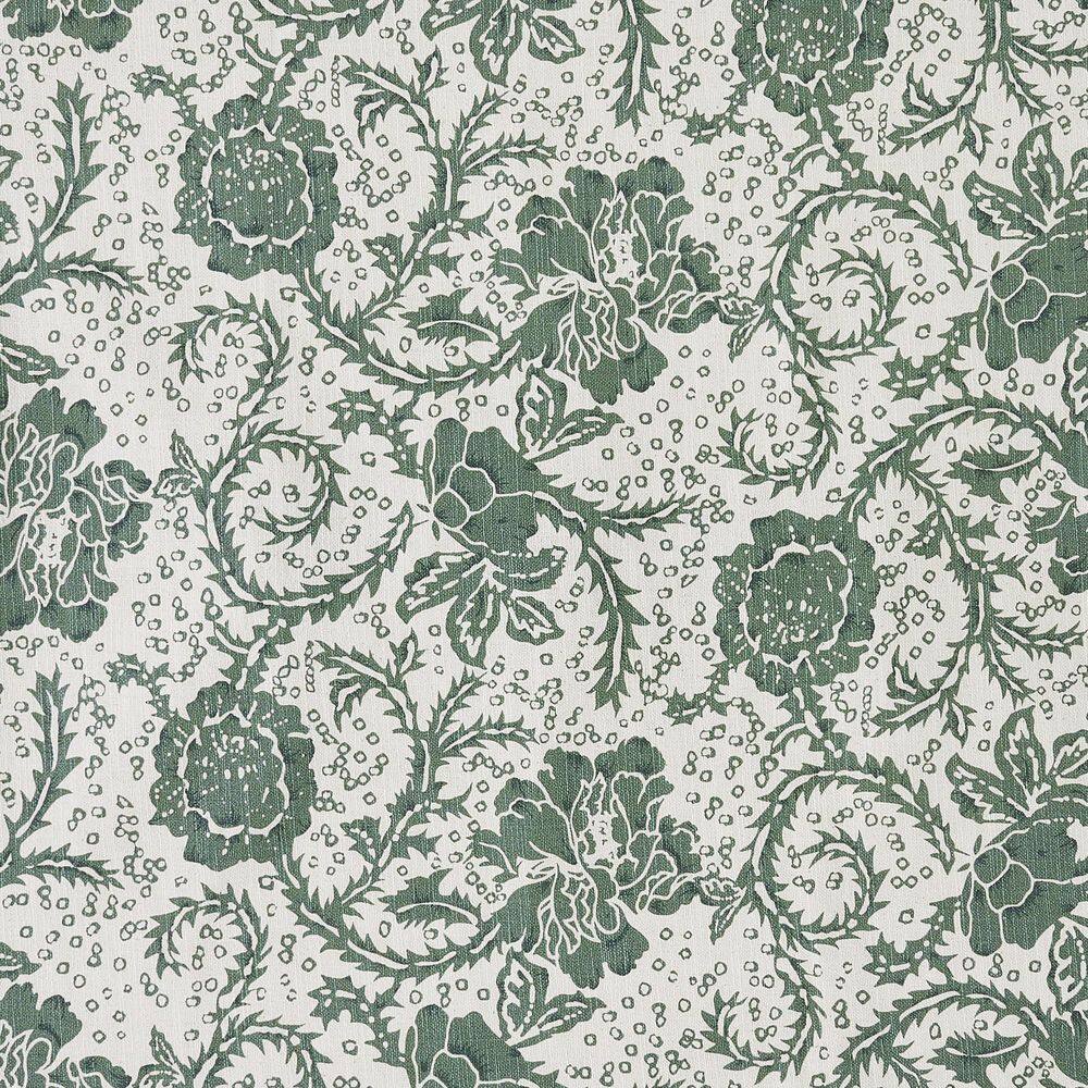 Dorset Green Floral Cotton Light-Filtering Kitchen Curtains