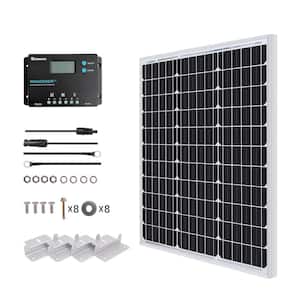 50-Watt 12V Portable Monocrystalline Solar Panel Starter Kit with Solar Charge Controller SAE Connectors