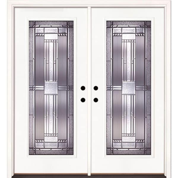 Feather River Doors 74 in. x 81.625 in. Preston Patina Full Lite Unfinished Smooth Left-Hand Inswing Fiberglass Double Prehung Front Door