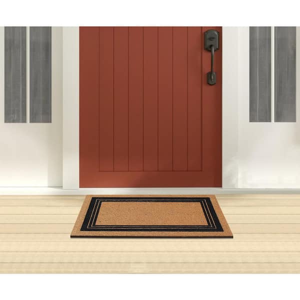A1 Home Collections Plain Brown/Black Rubber/Coir Outdoor Doormat