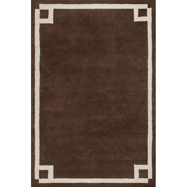 Grace Bordered Wool Area Brown 3 ft. x 5 ft. Indoor Area Rug