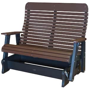 Signature 2-Person Weathered Wood Plastic Outdoor Double Glider