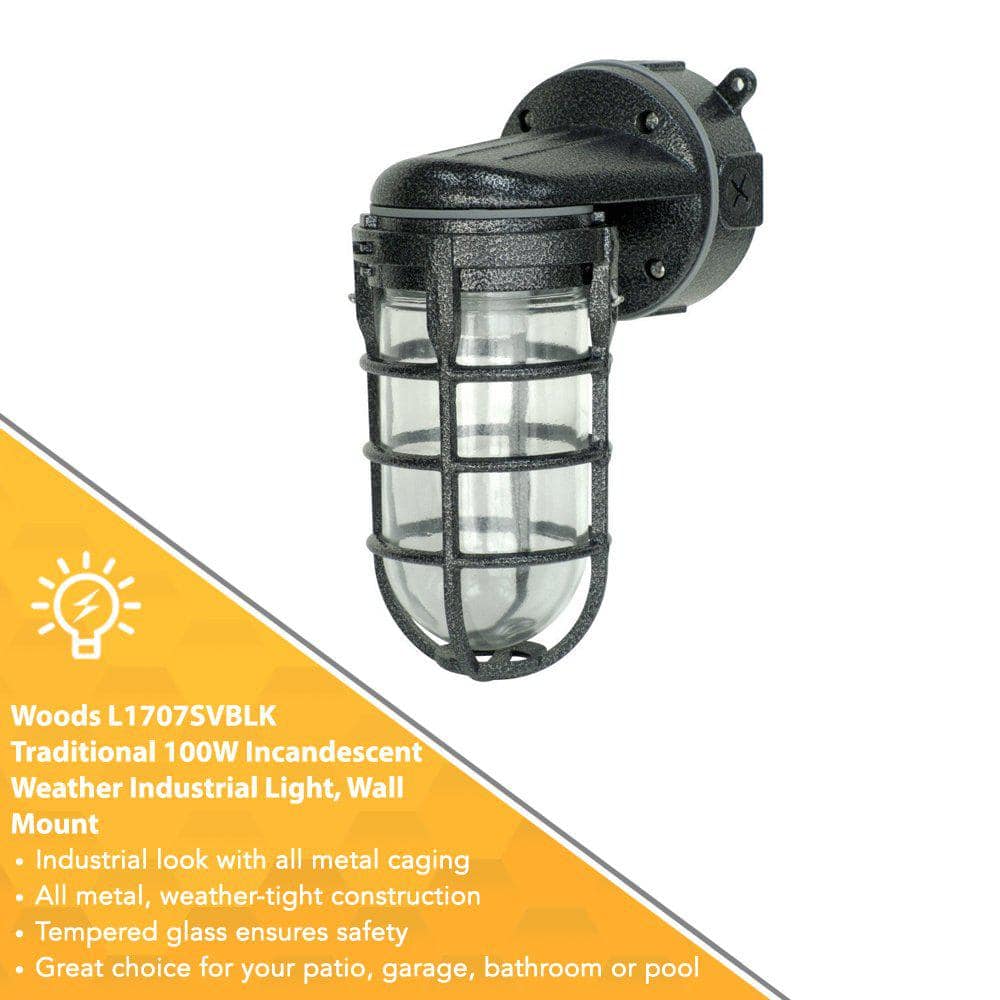 Hammered Black Industrial Wall Mount Light with Clear Glass