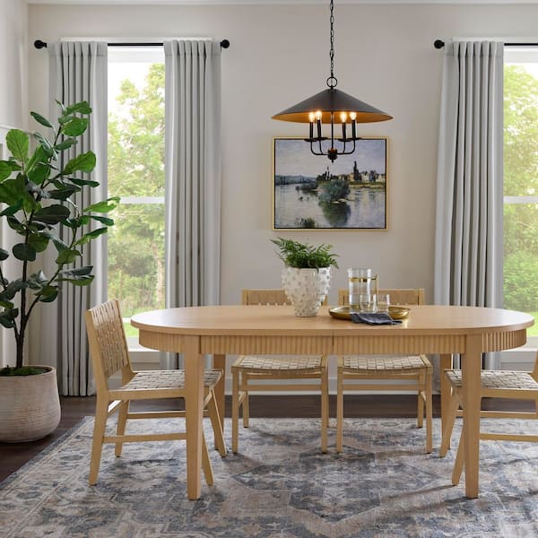 Gwynn Cerused White Wood Finish 95.98 in. L x 40 in. W Extension Dining Table with 4 Square Legs, Seats 4-6