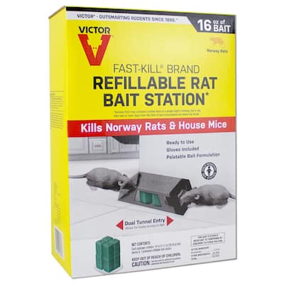 Fast-Kill Refillable Rat Poison Bait Station - 8 Baits