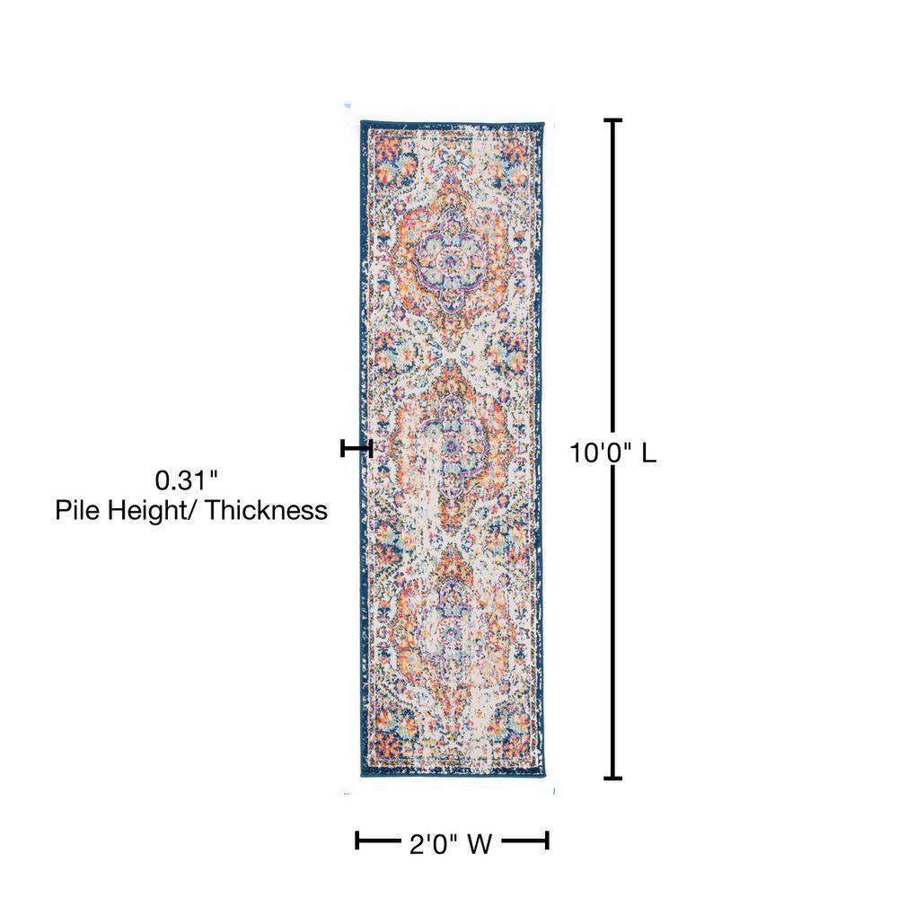 Multi-Color Distressed Bohemian Runner Rug 2' x 10'