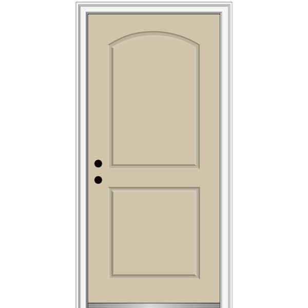 MMI Door 36 in. x 80 in. Right-Hand Inswing 2-Panel Archtop Classic Painted Fiberglass Smooth Prehung Front Door