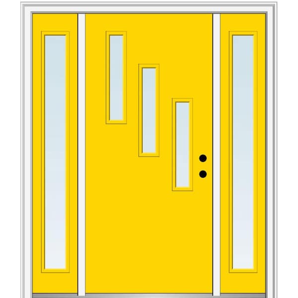 MMI Door 64.5 in. x 81.75 in. Davina Left-Hand Inswing 3-Lite Clear Low-E Painted Fiberglass Prehung Front Door with Sidelites