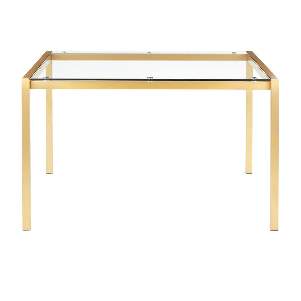 Elegant Fuji 50'' Gold Metal & Clear Glass Contemporary Dining Table