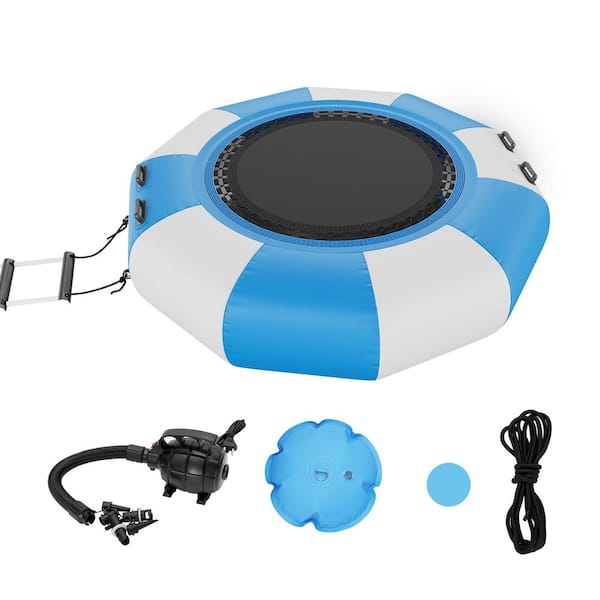 SKYSHALO Inflatable Water Bouncer, 6.5 ft. Recreational Water Trampoline, Portable Bounce Swim Platform with Ladder and Air Pump