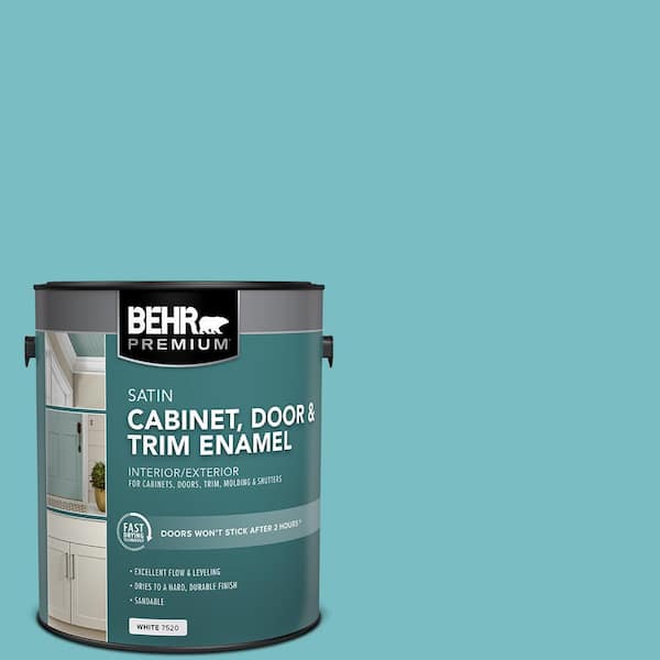 BEHR PREMIUM 1 gal. #M460-4 Pure Turquoise Satin Enamel Interior/Exterior Cabinet, Door & Trim Paint