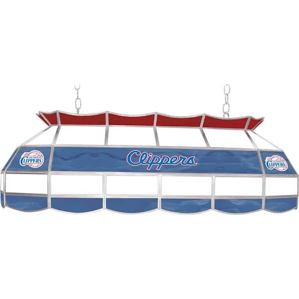 Trademark NBA Los Angeles Clippers NBA 3-Light Stained Glass Hanging Tiffany Lamp