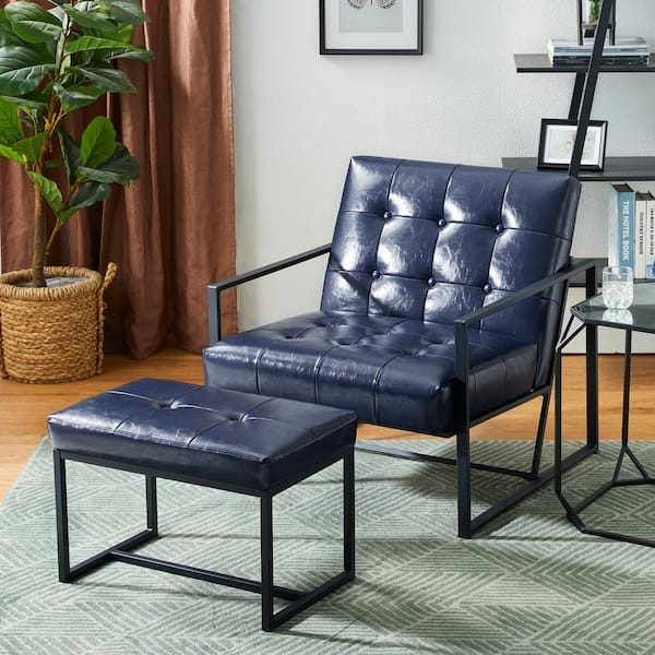 Have a question about Glitzhome Modern Navy Blue Thick Leatherette