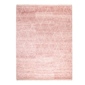 Shaggy Bohemian Red 9 ft. x 12 ft. Moroccan Handmade Area Rug