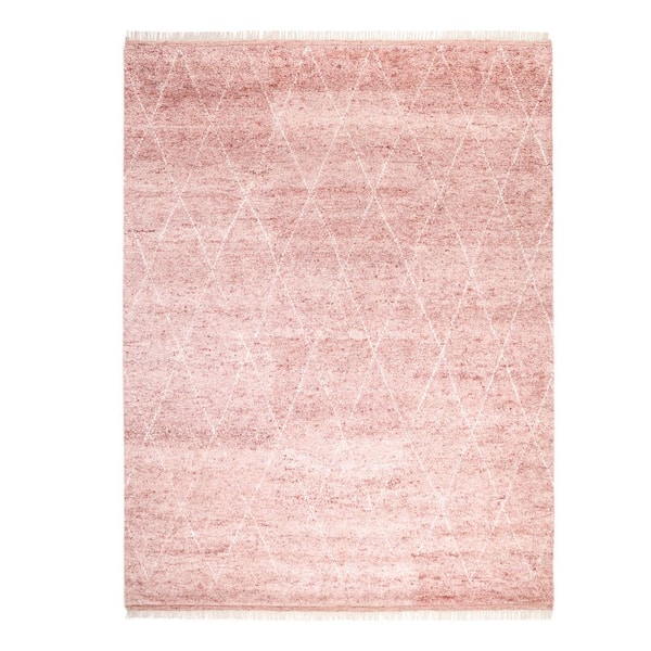 Shaggy Bohemian Red 9 ft. x 12 ft. Moroccan Handmade Area Rug