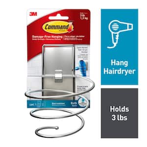 Satin Nickel Hair Dryer Holder with Water-Resistant Strip (1-Holder) (2-Water Resistant Strips)