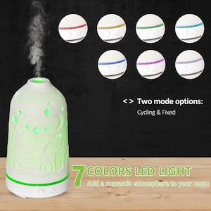 100ml Ultrasonic Aromatherapy Diffuser Oil Diffuser in White with 7 Colors LED Lights