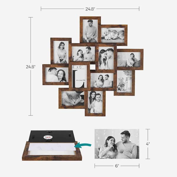 SONGMICS 4x6 Collage Picture Frames, Family Photo Collage Frame Set of 4  for Wall Decor, Glass Front, Wall Hanging or Tabletop