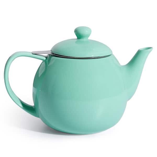 3-Cup Porcelain Tea Pot with Removable Stainless Steel Infuser, 27 oz. Tea Pots for Loose Tea, Mint Green