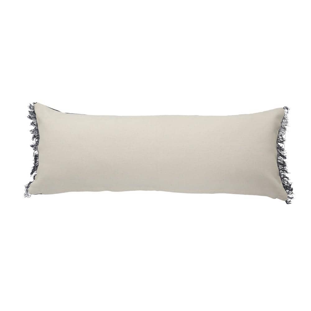 Americana Striped Jute Braided Lumbar Pillow, Red/Navy, 36" x 14"