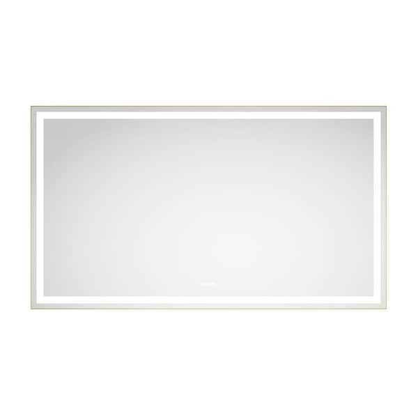 84 in. W x 48 in. H Rectangular Framed Wall Bathroom Vanity Mirror in Brushed Gold with Front and Backlight, 3 Colors