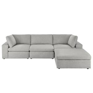 Collier 133 in. Symmetrical Upholstered Sectional Sofa with Adjustable Chaise in Garonne Dove