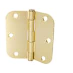 3-1/2 in. x 5/8 in. Radius Satin Brass Squeak-Free Door Hinge