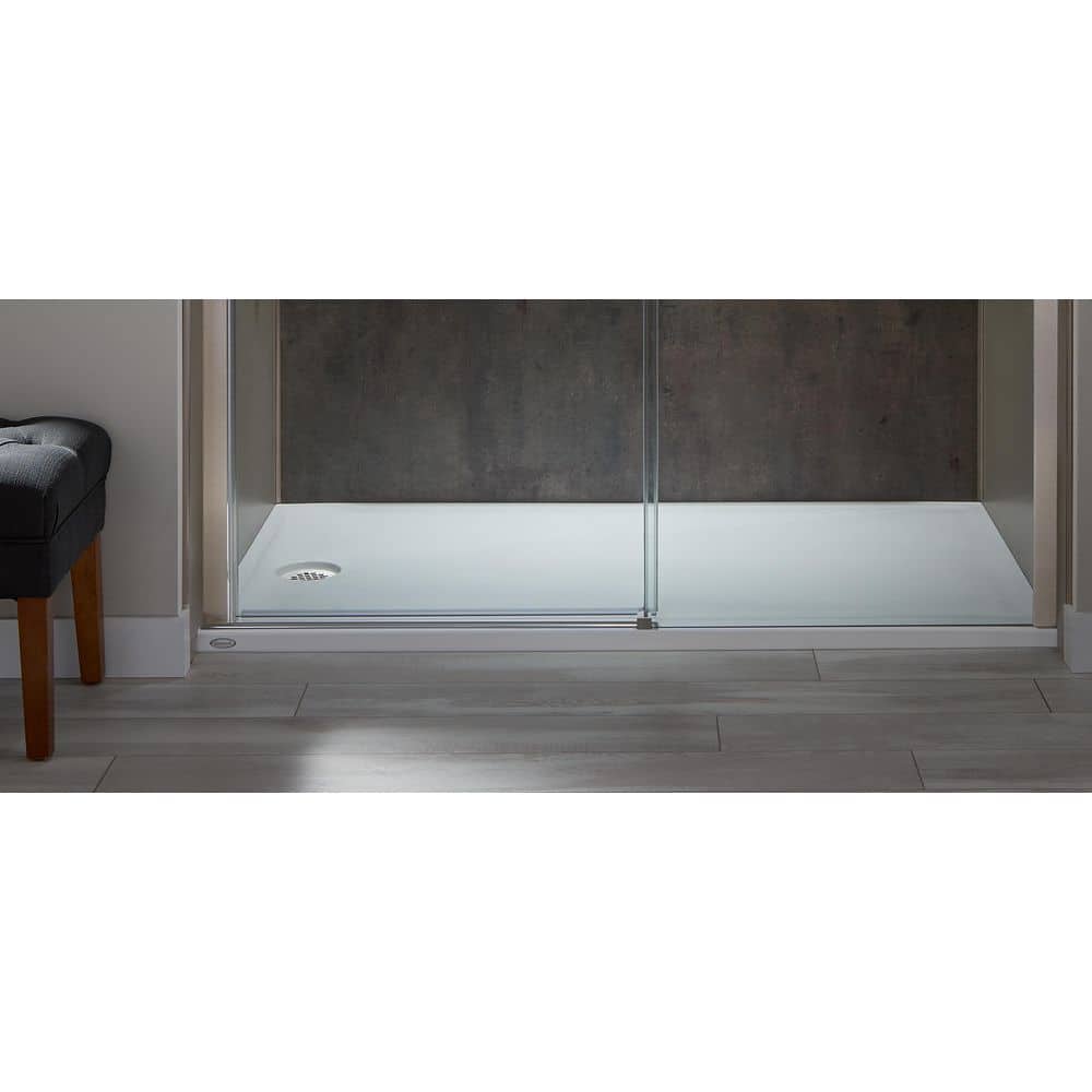 60" White Acrylic Single Threshold Rectangle Shower Base