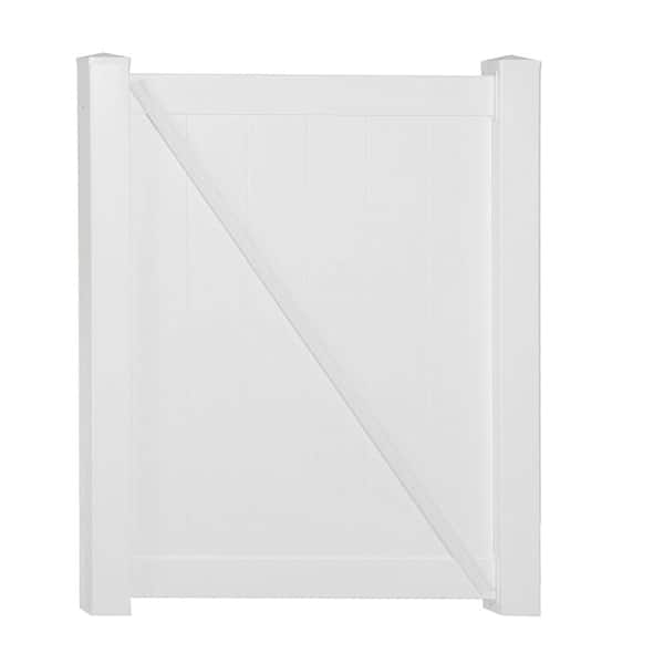 Weatherables Pembroke 3.5 ft. W x 4 ft. H White Vinyl Privacy Fence Gate Kit